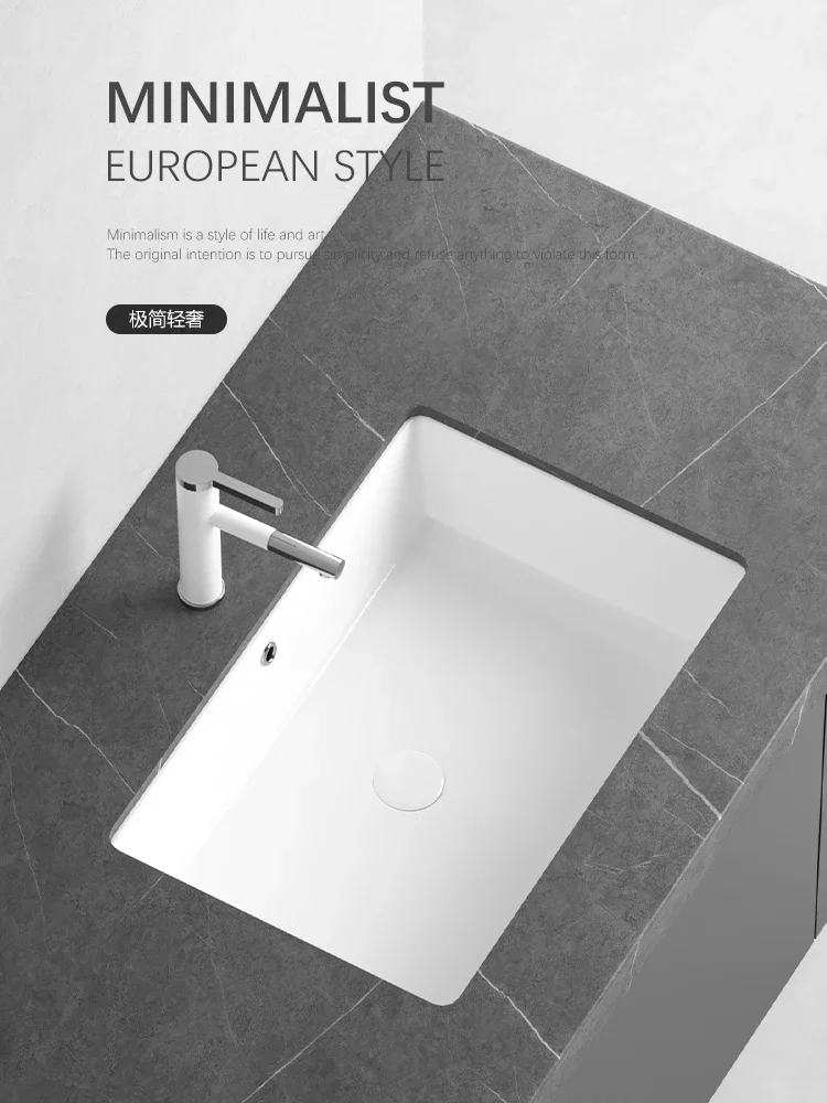 

Large capacity flat-bottomed built-in table basin ceramic sink household bathroom sink tools hotel courtyard bathroom wash