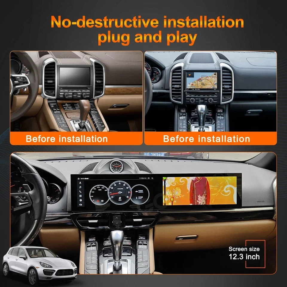 Dual Screen For Porsche Cayenne 958 92A 2010-2017 Car Radio Android Auto Carplay Stereo Multimedia Navigation GPS Video Player