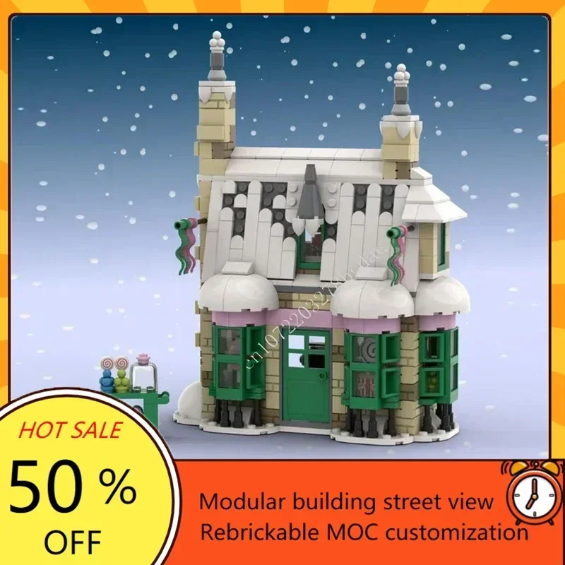 

594 шт. строительный набор Honeydukes Sweet Shop-модульный MOC на заказ головоломка DIY сборка креативная модель с видом на улицу игрушка для рождественских подарков