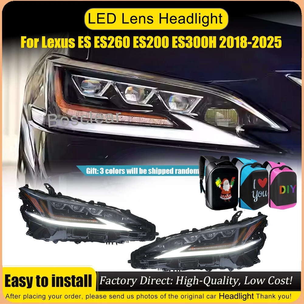 

Car Headlights Assembly For Lexus ES Es200 ES250 ES260 ES300h 2018-2025 LED Headlamps DRL Projector Lens Auto Tools Accessories