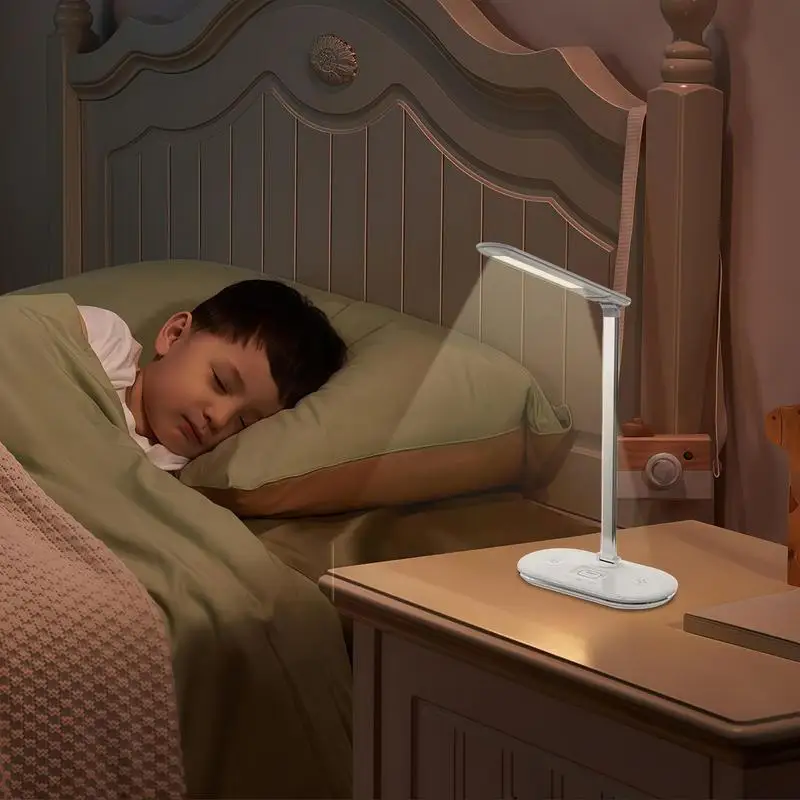 

Study Lamps For Desk Wireless Charging Stand Desk Lamp Folding Adjustable Lighting USB Rechargeable Phone Charger Reading Light