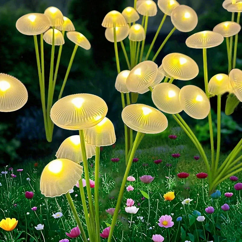 

Solar Jellyfish Lights Outdoor Patio Landscape Fiber Optic Ambiance Lights Garden Decoration Mushroom Ground Plug Lawn Lights