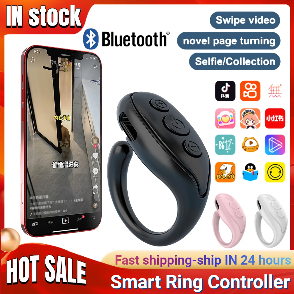 Wireless 5.3 Bluetooth-compatible Remote Control For Tiktok Ring Portable Mobile Phone Selfie Page Turner Controller for Phone