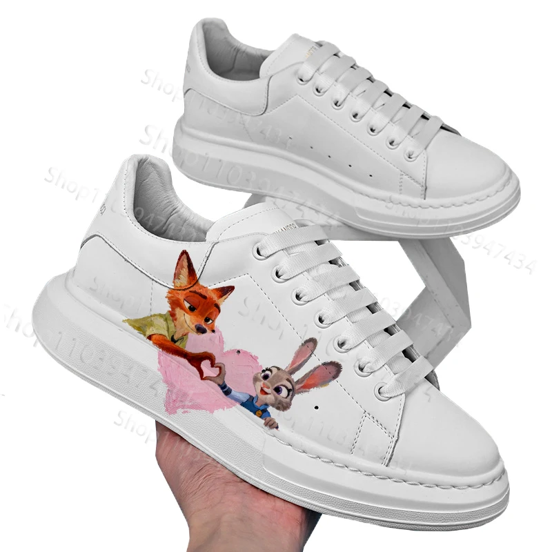 

Zootopia Hot Selling couple casual shoes man woman Judy Nick Couple Print Design durable White series shoes birthday gift
