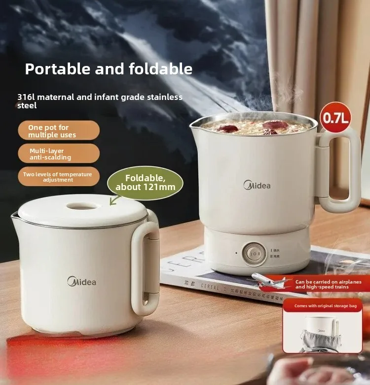 Portable Collapsible Electric Kettle, 316L Stainless Steel Travel Hot Water Kettle, Household Mini Thermostatic Kettle