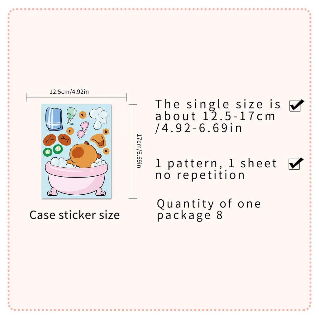 8 قطع من ملصقات ألغاز كابيبارا - ملصقات تعليمية تفاعلية بين الوالدين والطفل "صنع وجه" مقاومة للماء (متجر عوالم الرسوم المتحركة)