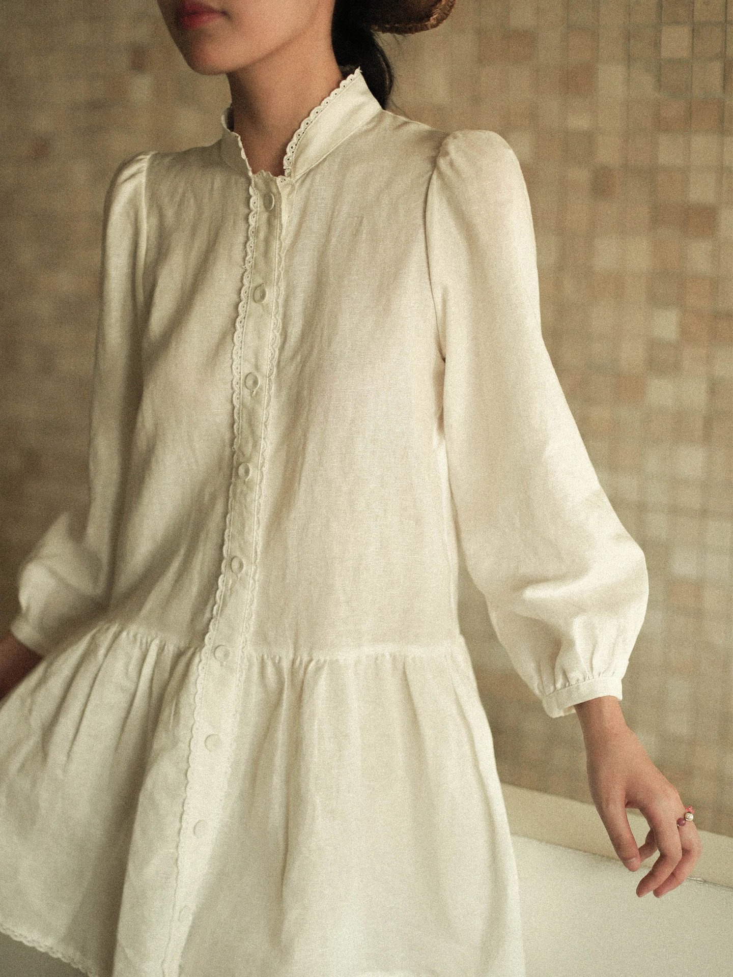 

Otebela Linen Blend Bell Sve Dr Women's H-Line Casual Ele Loose Waist Midi Skirt Sle White Gingham Cheered