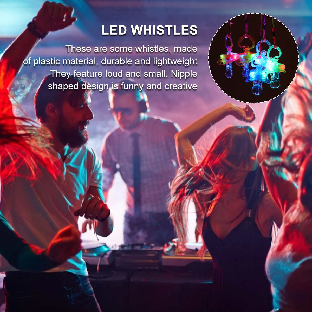 

6pcs Flashing Led Shiner Whistles Creative Lighted Blow Accessories For Disco Dancing Night Parties Lightweight Durable Plastic