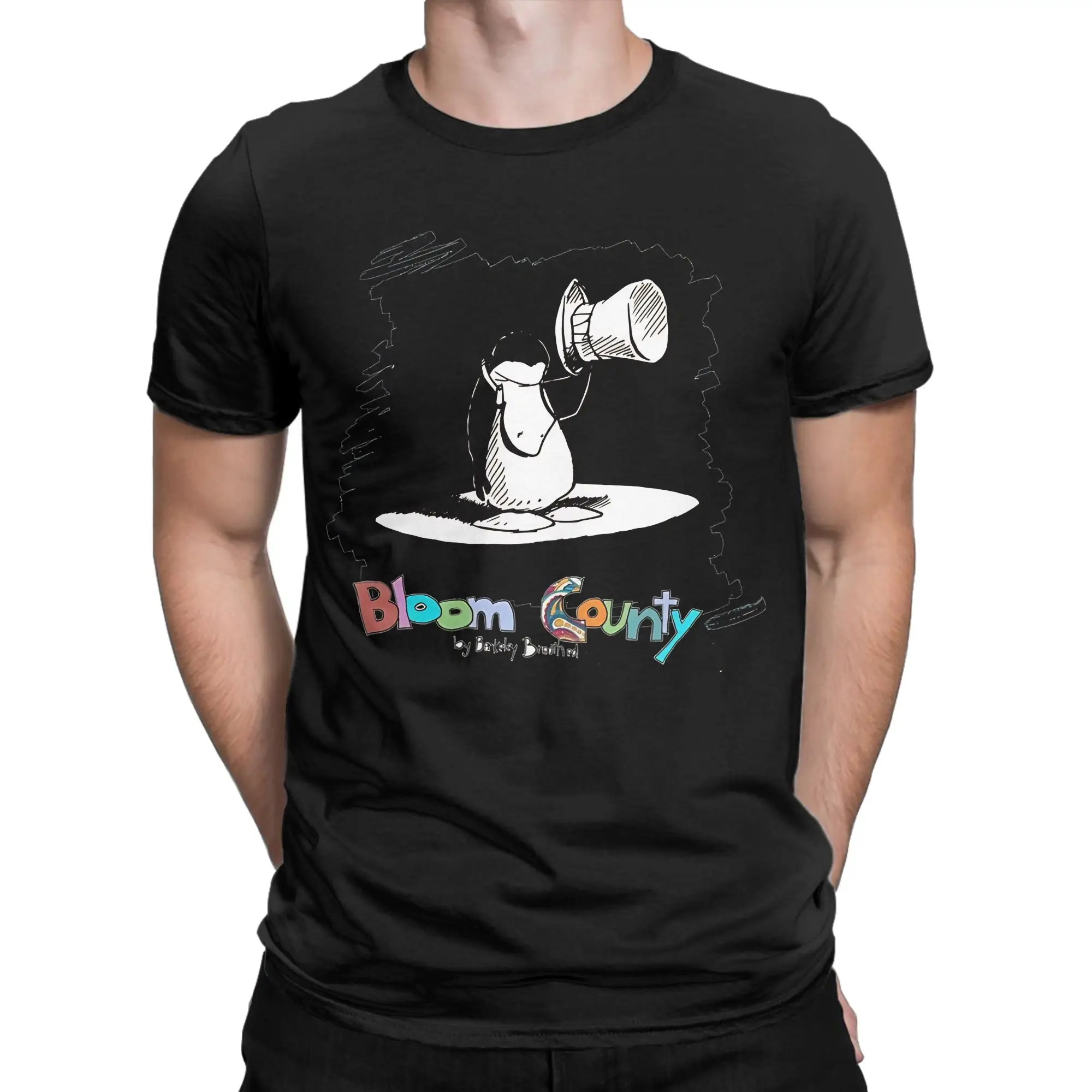 Satirical Anthropomorphic Animal Classic Funny Graphic 100% Cotton T-Shirt Bloom County Tees Tops For Men