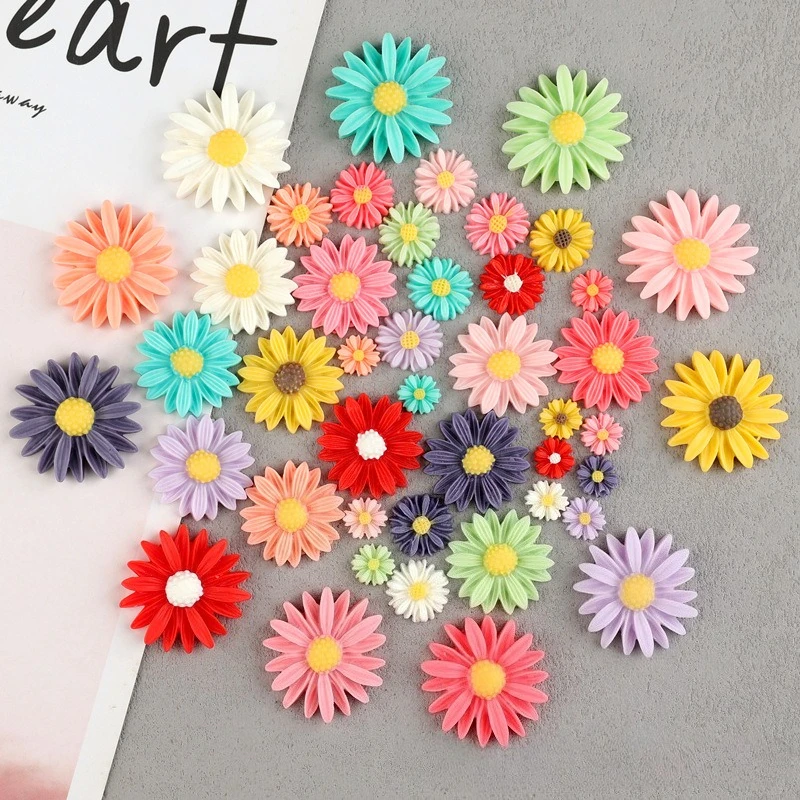 2025 Daisy Sunflower Resin Shoe Charms for Clog DIY Flower Patches for Shoe Decoration Cream Accessories Cute Girls Gift
