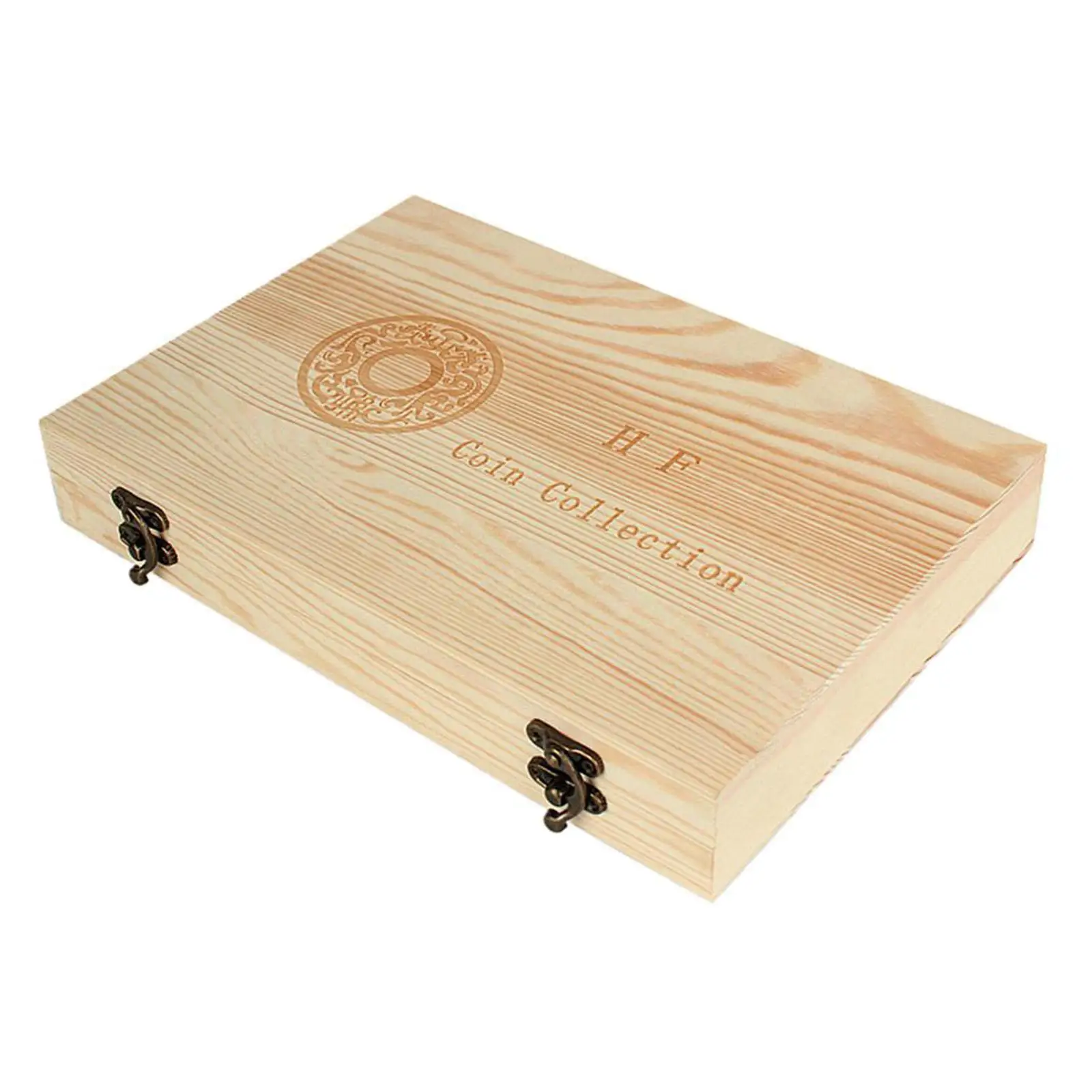 Coins Holder, Wooden Coins Storage Box for Collectible Commemorative Coin with 50pcs Capsules Accommodate