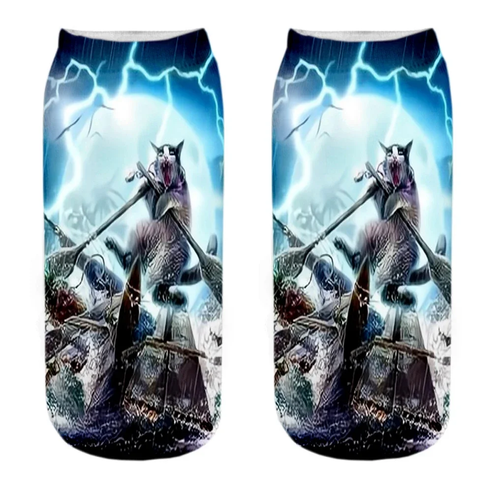 جوارب قطط نسائية مرحة ، طباعة ثلاثية الأبعاد ، موضة رائعة ، فن قصير مضحك ، هدية جديدة ، شحن سريع ، جديد #3