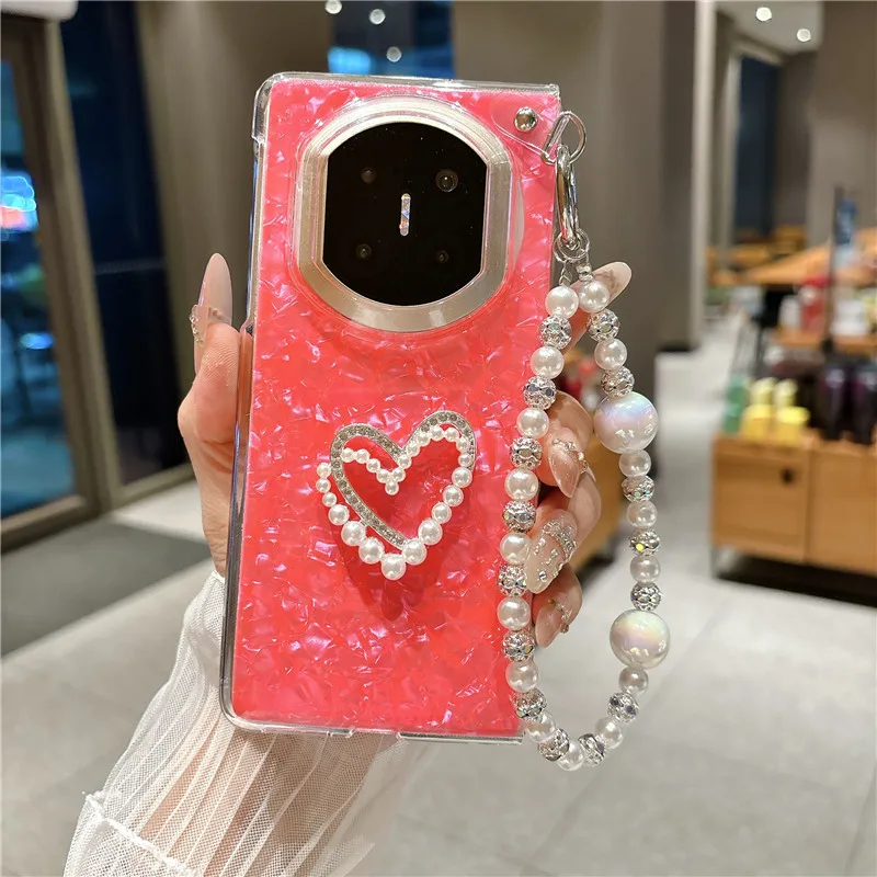 Diy Heart Pearl Bracelet PC Case For Huawei Mate X7 Case Mate X6 Cover Mate X5 Mate X3 Capa Mate X7 X6 X5 X3 Case view 2