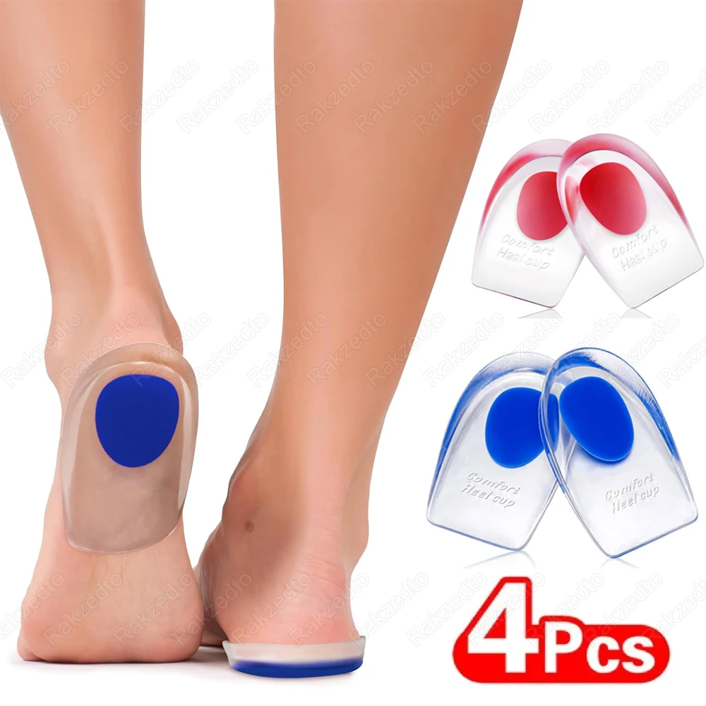 4pcs Silicone Heel Pads for Shoes Gel Heel Cups for Plantar Fasciitis Foot Support Heel Pain Relief Shoes Pads Heel Spur Insoles