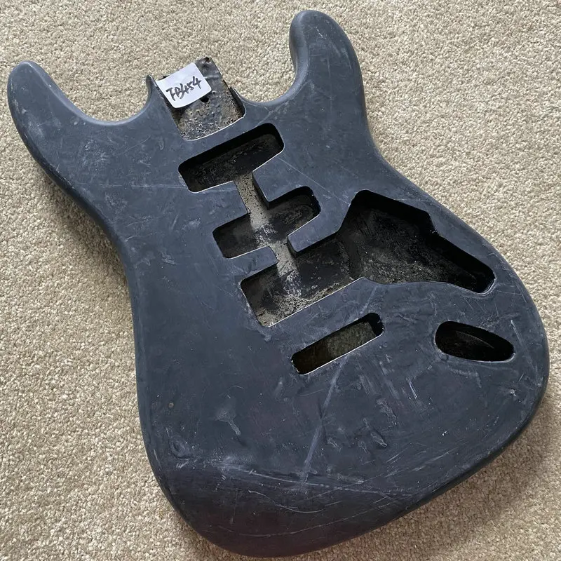 FB454 Paint Damages Unfinished ST Guitar Body Custom Order for 6 String Electric Guitar Replace and DIY Black Color