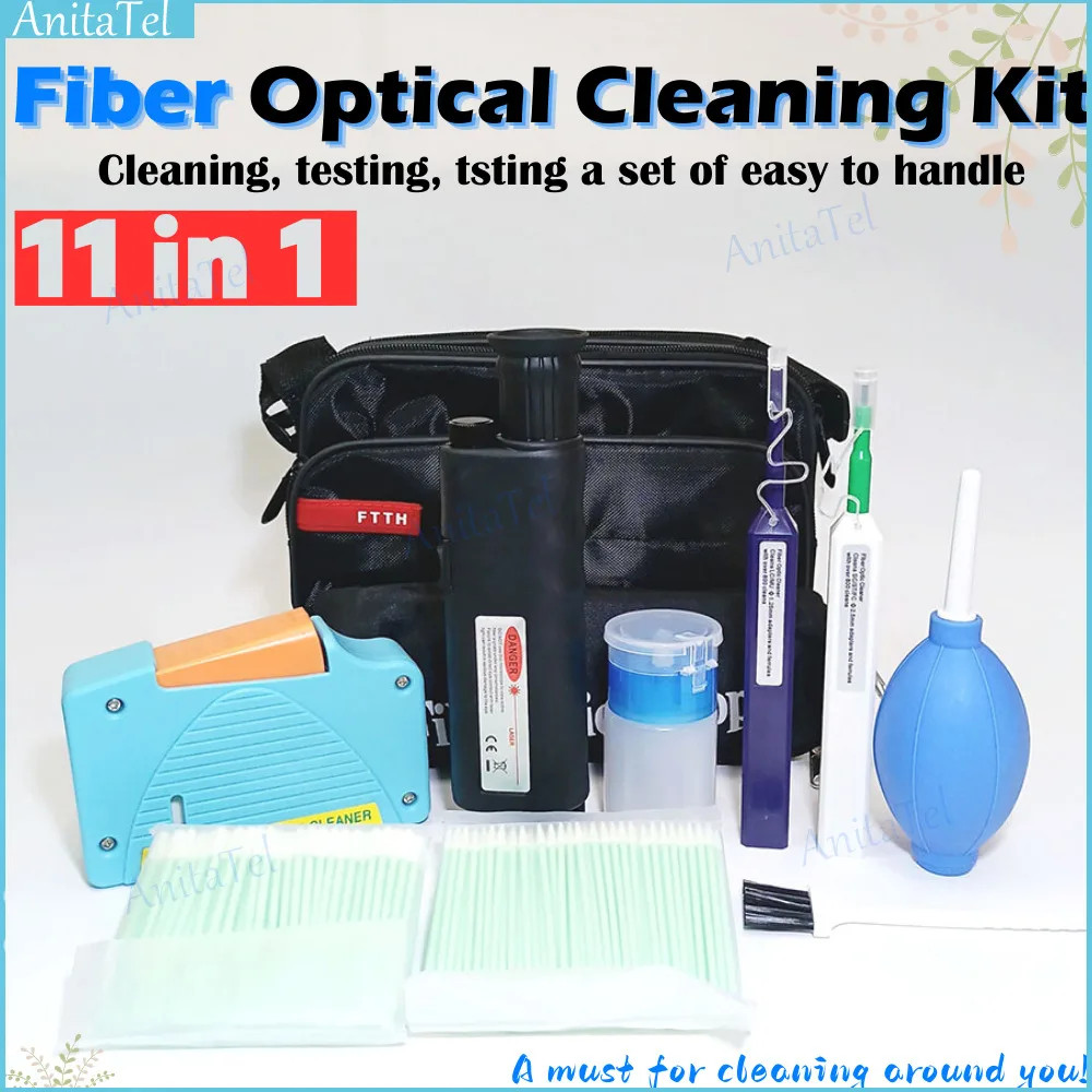 

Fiber Cleaning Tools Kit Optic FTTH Tool Kit Network Testing Tool With Fiber Inspection Microscope Cleaning Pen Cotton swab etc