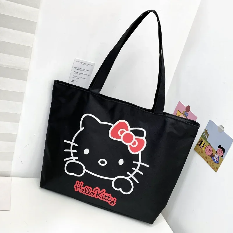 Sanrio Hello Kitty Tote Bag borse a tracolla per cartoni animati borse di tela di grande capacità borsa da spiaggia per ragazza con cerniera per