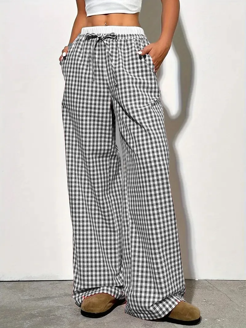 

Осенние женские брюки в полоску, широкие, повседневные, из хлопка, полной длины, свободного кроя, с высокой талией, комфортные.