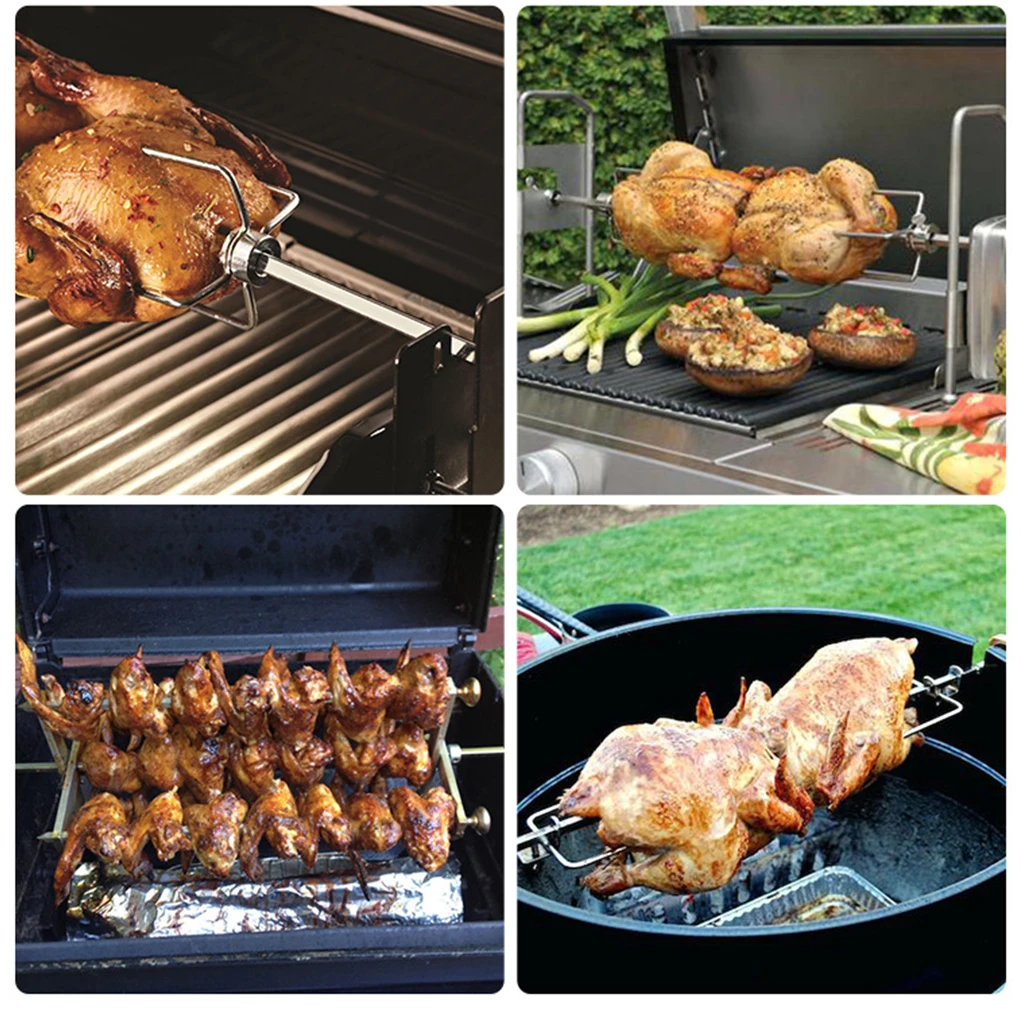 Rotating Fix Fork Barbecue Skewer Oven Accessories Forks Skewer Barbecue Steel Grill Spit Food Bbq Meat Skewer Tool Fork Grill ﻿