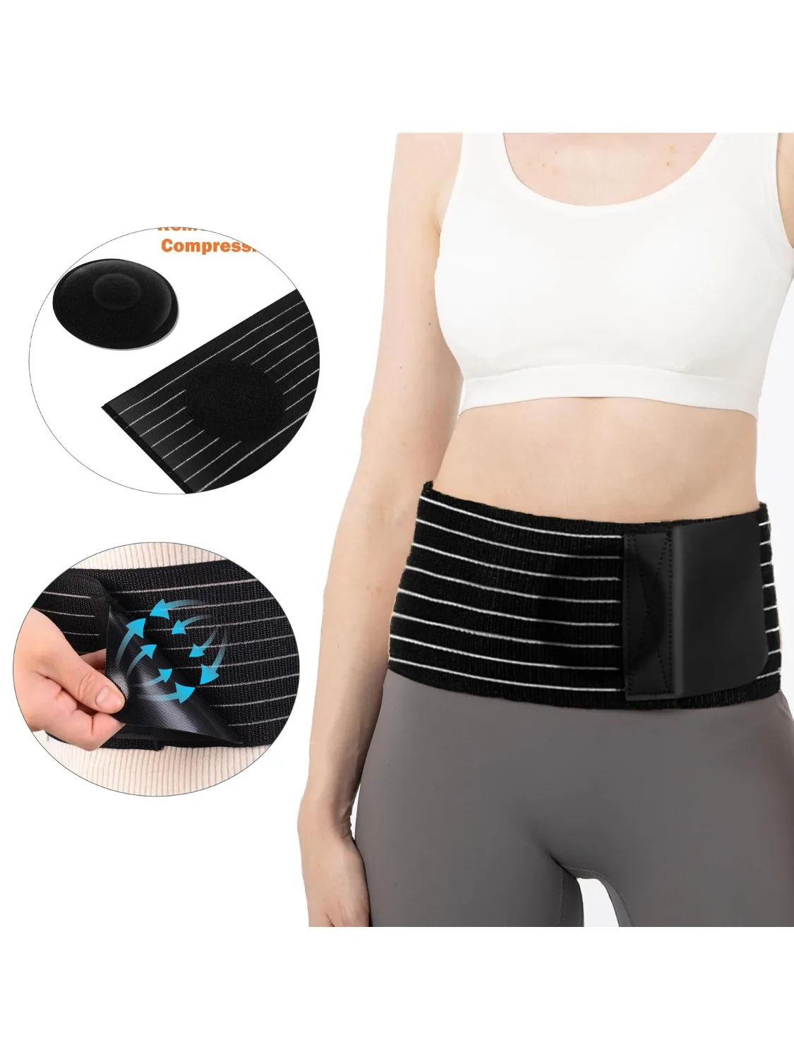 Ceinture d'hernie ombilicale réglable en spandex – Attelle de soutien abdominale pour hernies ombilicales, ventrales et inguinales