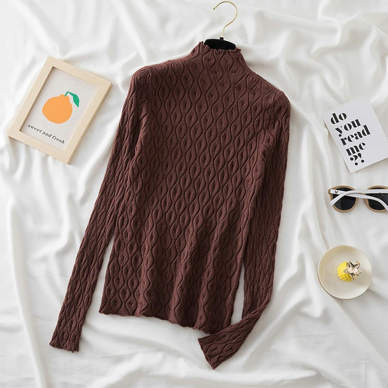 Autumn Winter Soft Warm Cashmere Turtleneck Women Sweaters Knitted Slim Pullover Female Solid Jumper Pull Sweater Casual Tops