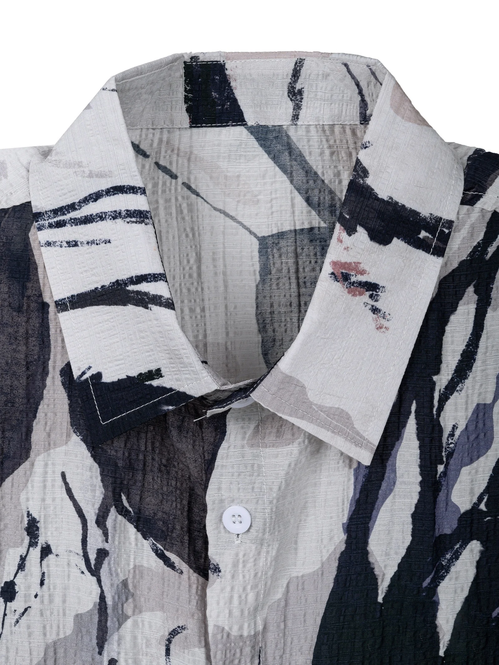 Men's Shirt Fashionable And Individual Printed Beach Lapel Cardigan, Trendy And Individual Top With Short Sleeves