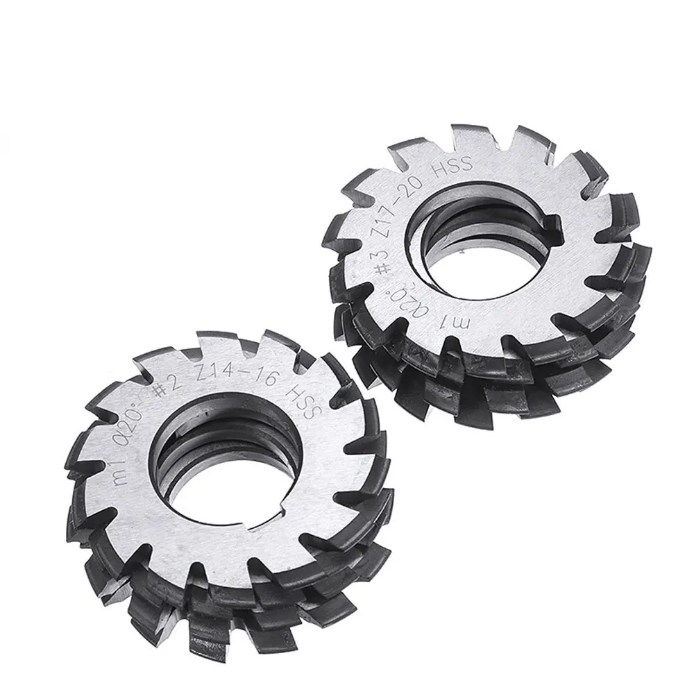 M0.3 M0.5 M0.6 M0.8 M1 M1.25 M1.75 M2.25 M2.5 M3 M4 M5 Modulus PA20 Degrees NO.1-NO.8 HSS Gear Milling Cutter Gear Cutting Tool