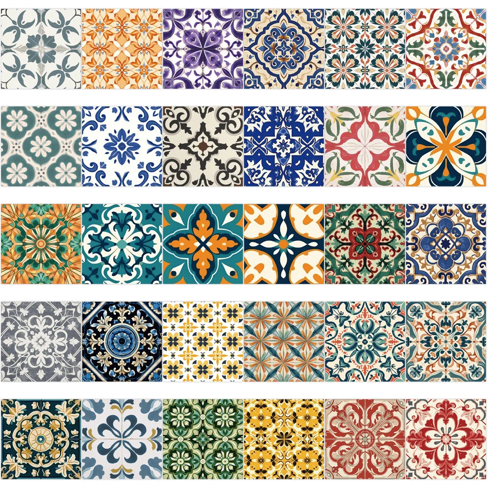 10/30/62pcs Retro Cartoon Tegel Patroon Creatieve Stickers Esthetische Art Decals Graffiti Plakboek Telefoon Waterdichte Sticker decor