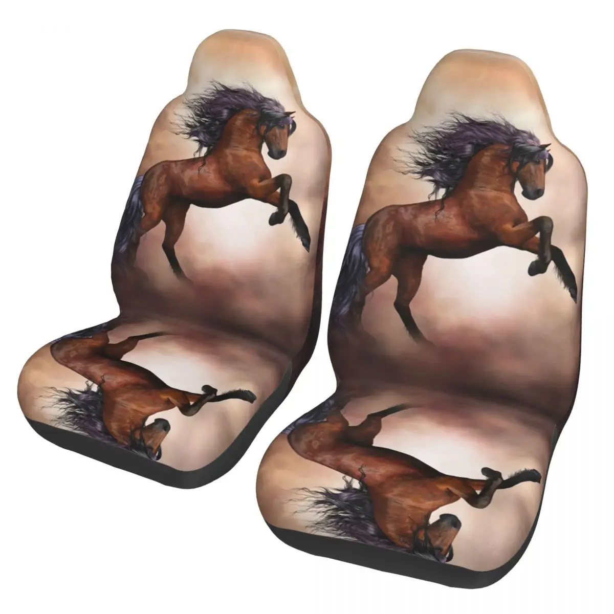 아름다운 다크 브라운 말 범용 방수 카시트 커버, 여성 질주하는 동물 애호가 시트 쿠션/커버, 폴리에스터 자동차 스타일링