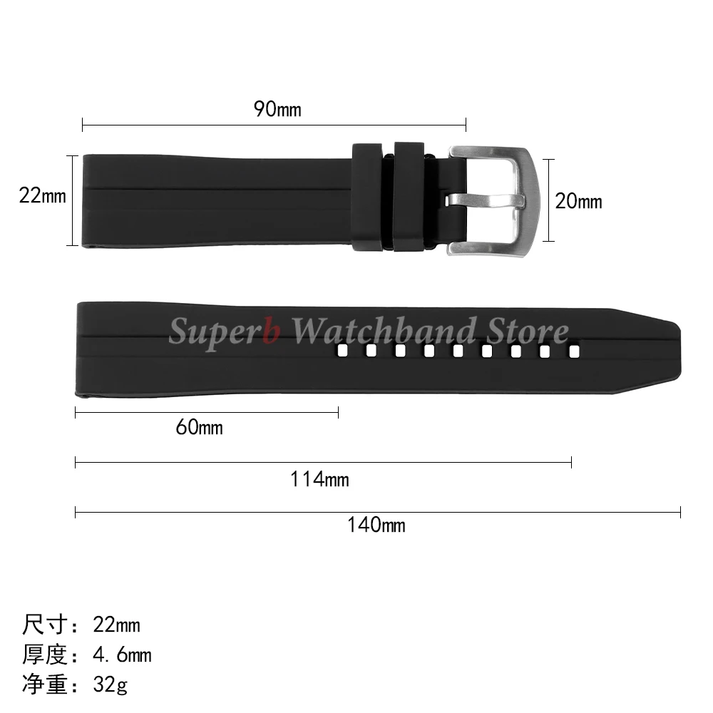 Cinturino per orologio in silicone a lunghezza estesa 18mm 20mm 22mm 24mm Bracciale per Seiko per Omega per Huawei Cinturini sportivi impermeabili