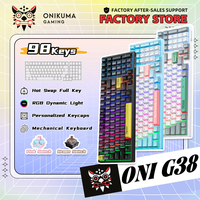 ONIKUMA G38 Keyboard 98Keys Wired USB Port Pink Switch Mechanical Gaming Keyboard RGB Dynamic Lights   for Compute Laptop PC
