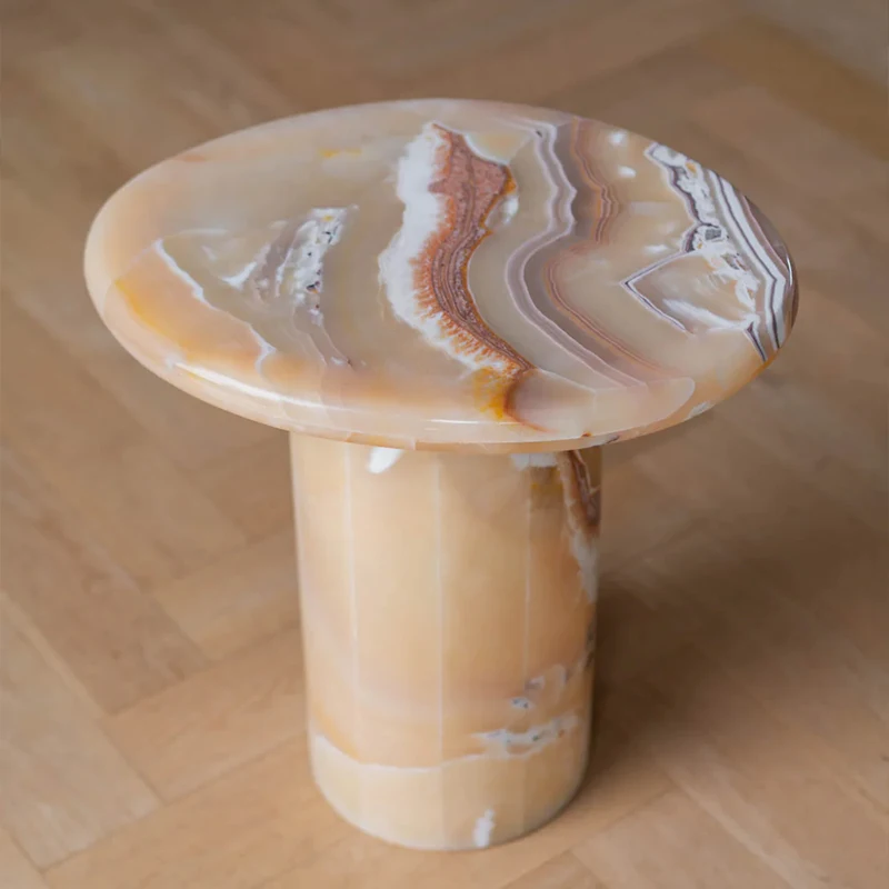&d  Furniture Modern Saxonian Chrysolite Side Table for Bedroom Hotel or Living Room Small Natural End Table for Sofa