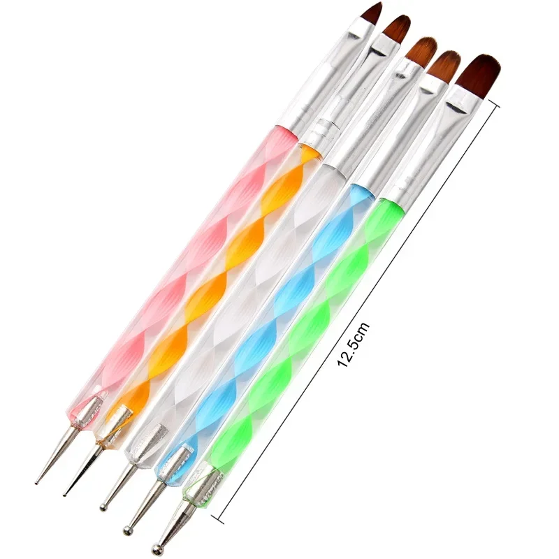 5 Pcs Point Drill Creasing Pen Clay Modeling Tool Spiral Double Head Nail Art Dotting Tools DIY Ball Styluses Tools