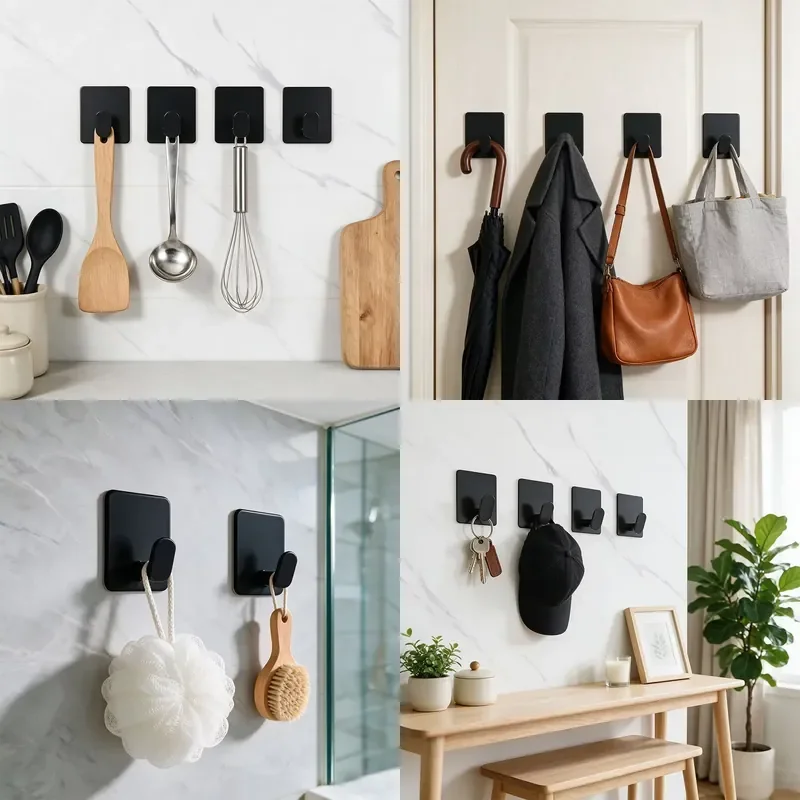 Seamless Wall Mounted Hook Sticky Hanger Practical Storage Rack