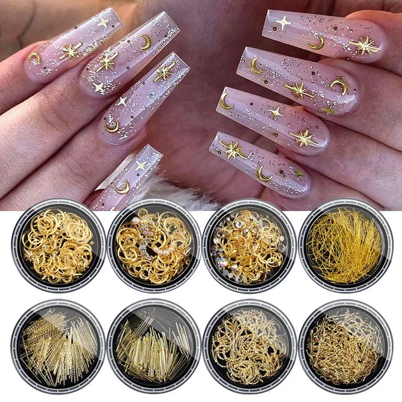 New Nail Enhancement Star Moon Jewelry Rivet Mixed Set Metal Copper Sheet Round Nail Diamond Decoration Wholesale