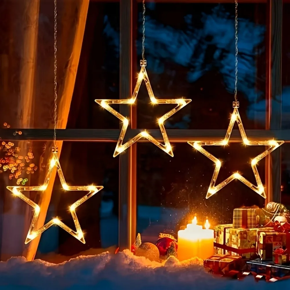 1PC LED Star Suction Cup Lamp Window Hanging Decoration Light,Fairy Light,Used for Living Room and Ramadan Decoration