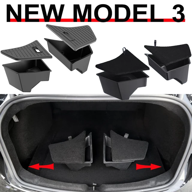 Pojemniki do przechowywania w bagażniku Tesla Model 3 2024-2026, organizer do tylnego bagażnika, boczne pudełka do przechowywania w bagażniku, akcesoria podróżne do Modelu 3 Highland