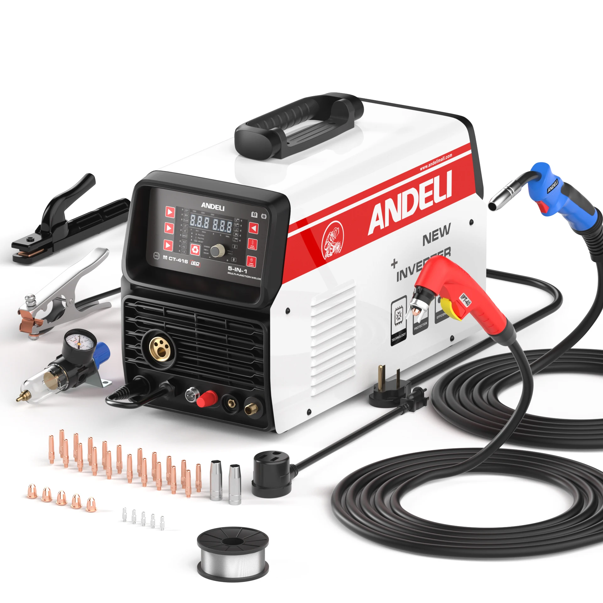 ANDELI 110V/220V  High  Frequency Welding Machine MCT-416 MIG LIFT TIG MMA  CUT 5 in 1 Multifunctional Gasless Welder