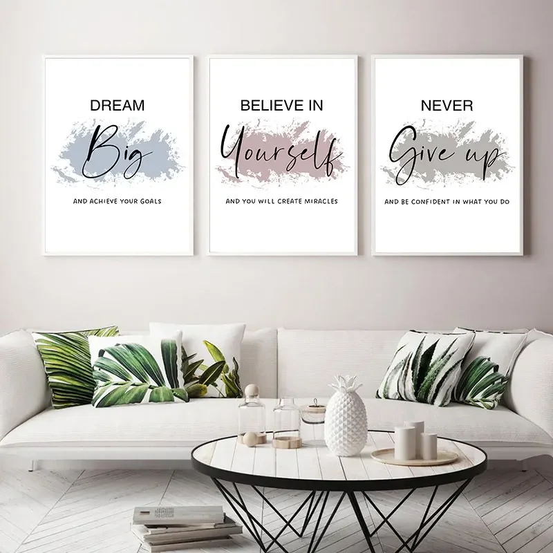 3PCS--Modern Color Block Inspirational Quotes Canvas Art Poster Prints Simple Motivational Wall Decor Pictures for Home and O