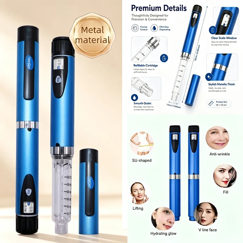 High/-Quality V2 Reusable Metal Injection Pen Compatible /with 3ml Cartridges Sub Bottle Customizable for Personal Care Beauty