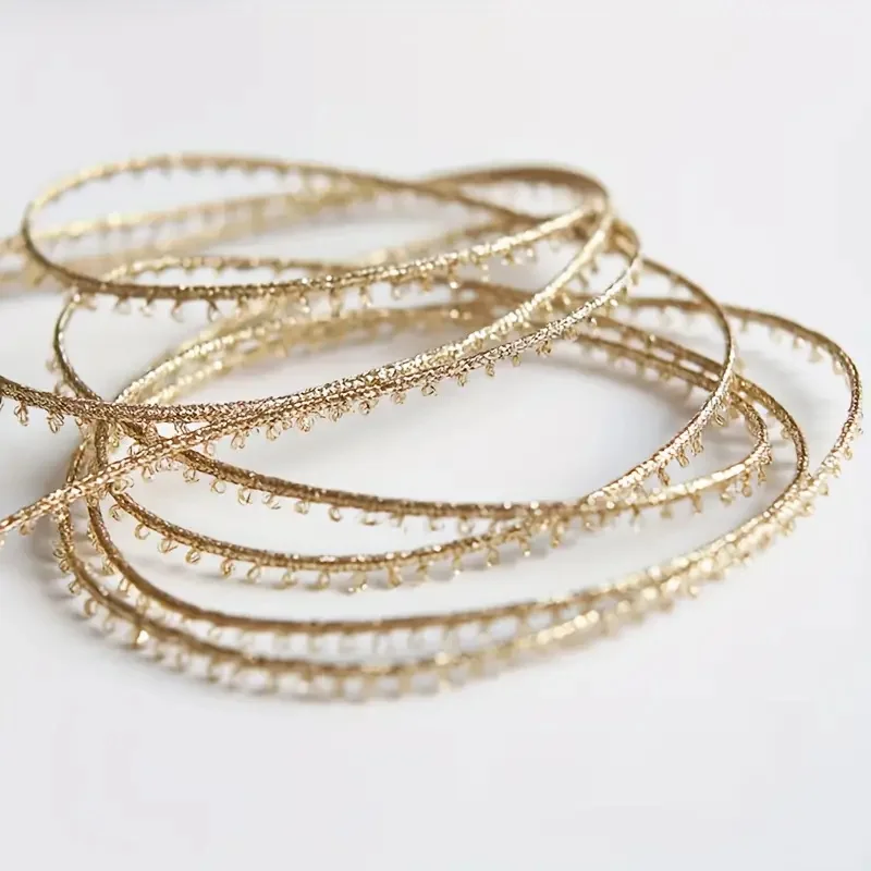 1 Yard ultrafeines glitzerndes goldenes Besatzband, Näh- und Bastelbedarf, dekorativer Spitzenkante für DIY-Projekte, Verzierungen, Hochzeiten – Detail 3