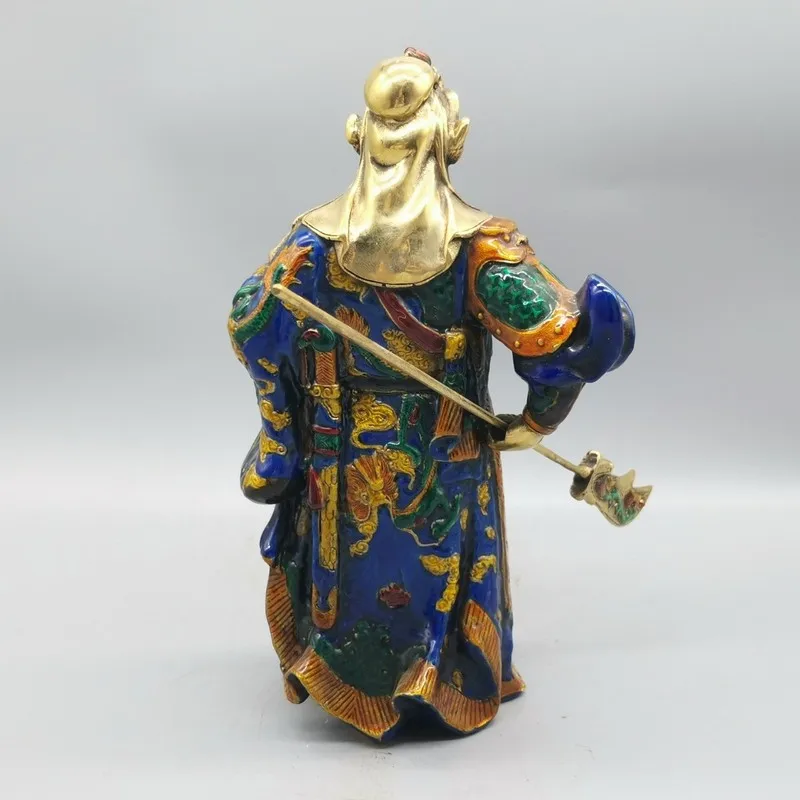 Antique Bronze Collectibles  Colorful Guan Gong The shape is neat and the color is rich