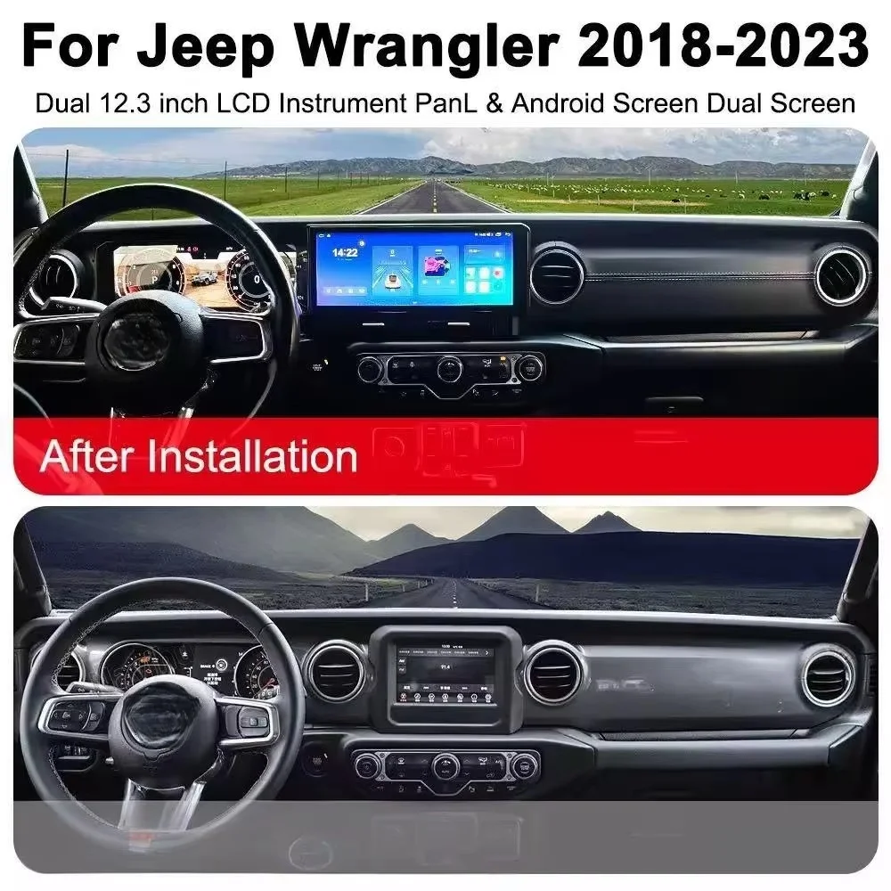 Dashboard Android Multimedia Player Virtual Cockpit For Jeep Wrangler 2018-2023 Radio CarPlay Digital Instrument Head unit