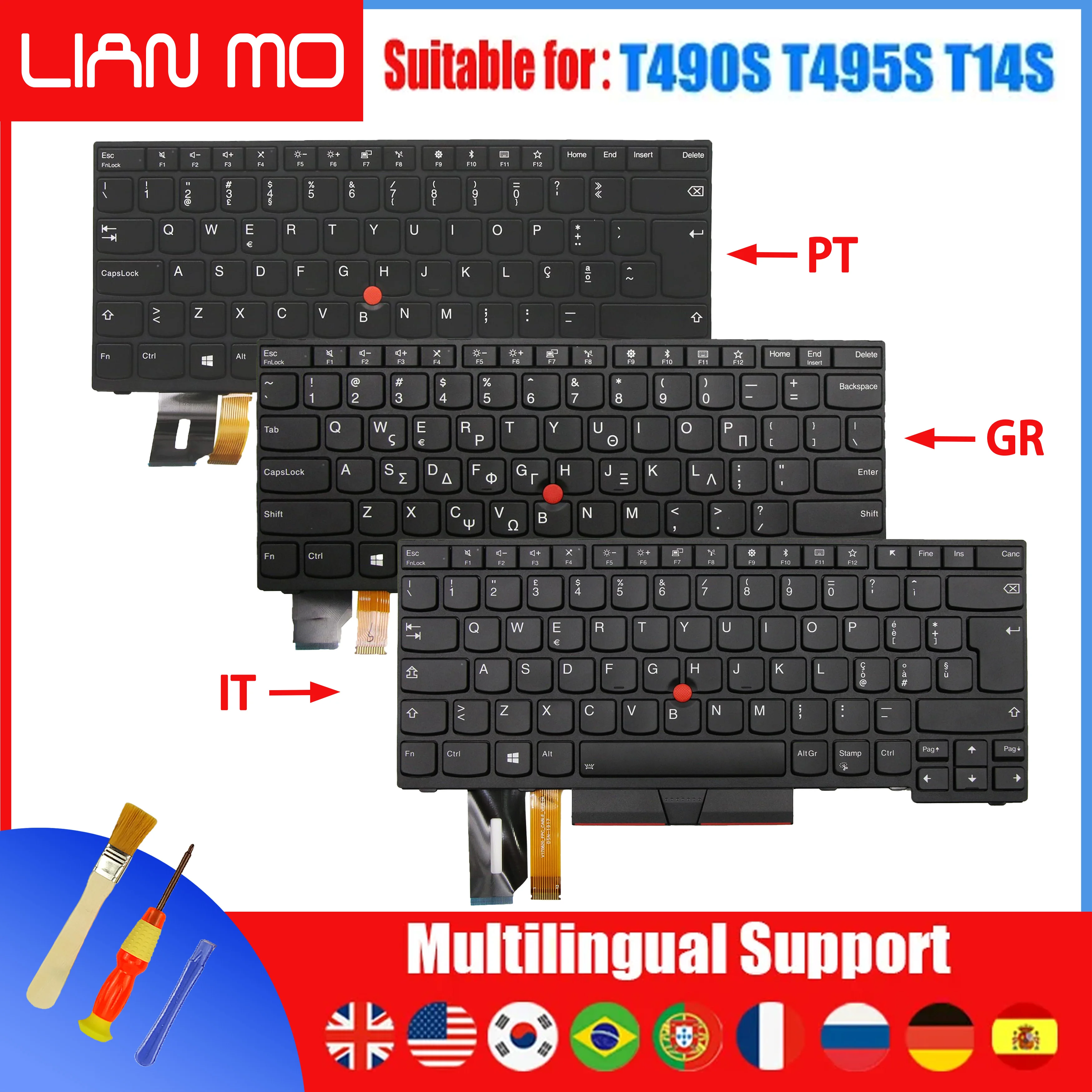 Switzerland Bulgarian Danish Hebrew Russian Turkish Dutch Notebook keyboard for Lenovo ThinkPad T490S T495S P1 Extreme Gen1 Gen2