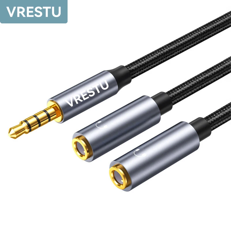 헤드폰 연장 케이블, 3.5mm 잭 수-2 암 Y 스플리터, HiFi AUX, 스마트폰 헤드셋 이어폰 태블릿 PC 음악 공유
