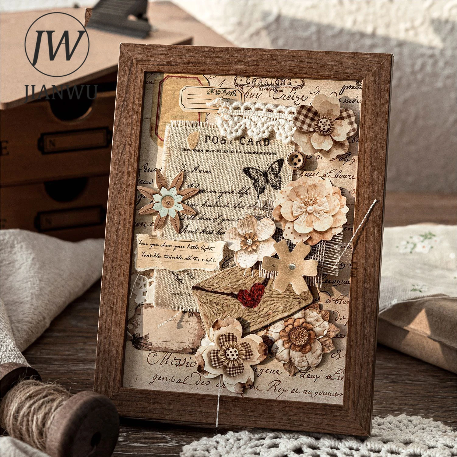 JIANWU Cutting Language Flower Series Vintage Floral Landscape Material Collage Scrapbooking Sticker Creative Journal Stationery view 4