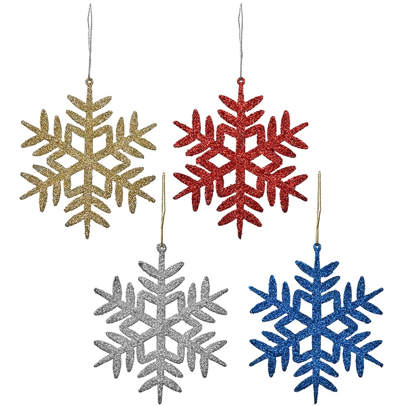 

20PCS Christmas Snowflake Pendant Decoration Christmas Tree Pendant Decoration Snowflake 4-Color Christmas Party Ornament