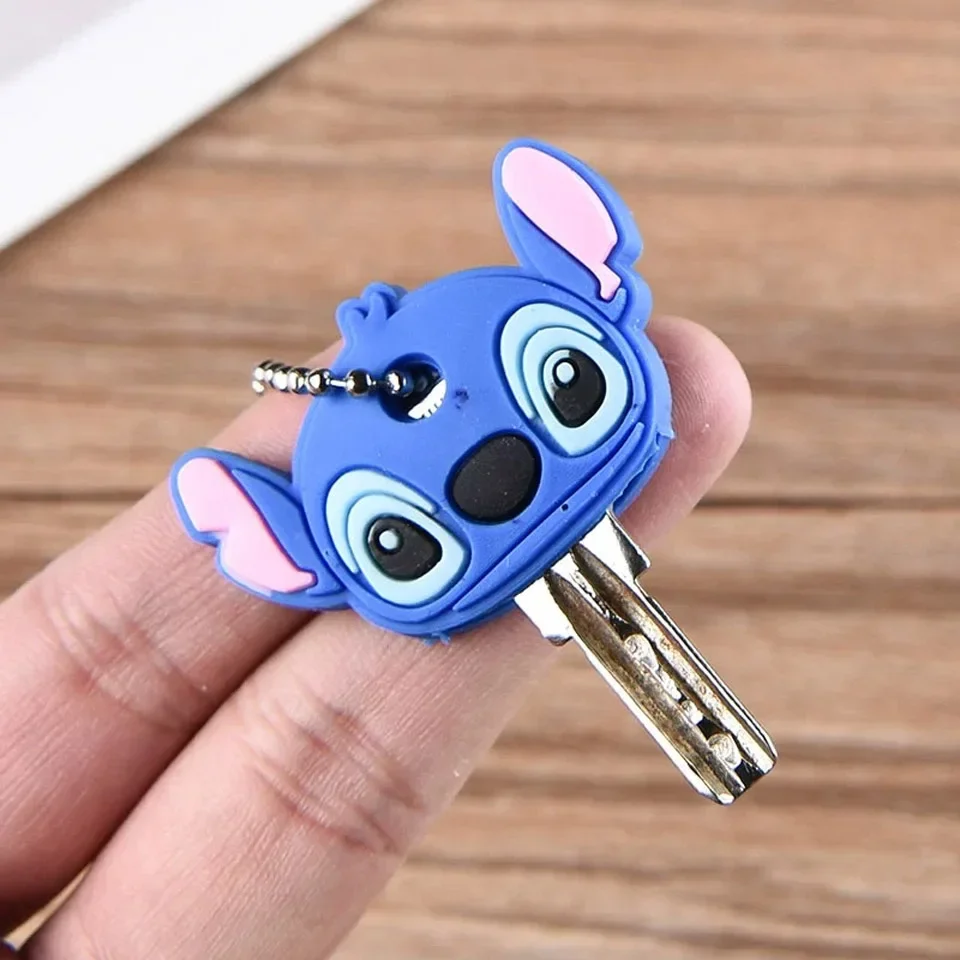 Disney Stitch Key Protective Caps Anime Lilo & Stitch Cartoon Modeling Silicone Key Cover Portable Keychain Holder