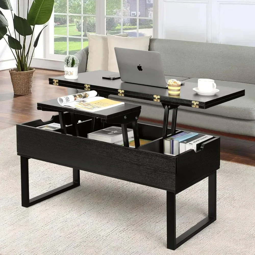 Lift Top Coffee Table 3 in 1 Multi-Function with Hidden Compartment for Living Room Modern Lift Tables Converts to Dining Table