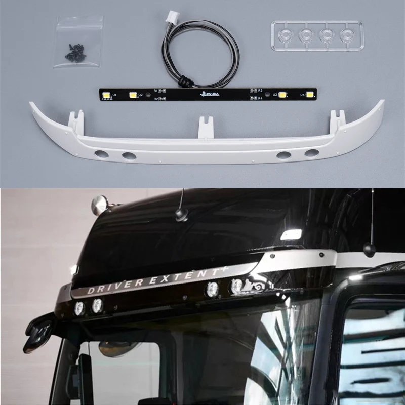 Simulation Plastic White Sun Visor Spotlight for 1/14 Tamiya RC Truck Car BENZ ACRTOS AROCS 3363 1851 Diy Parts Toys